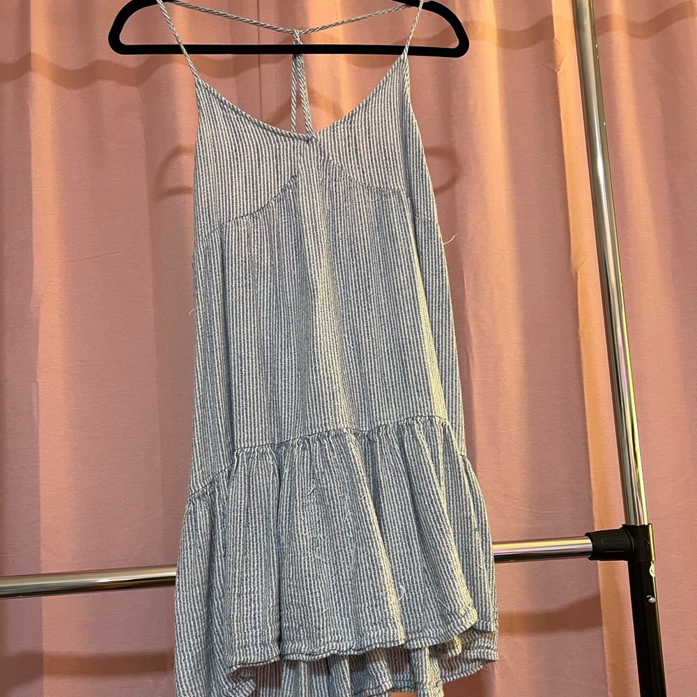 Aerie Mini Summer Dress Babydoll Flowy Blue White Striped